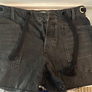 Free People Charcoal Denim Shorts